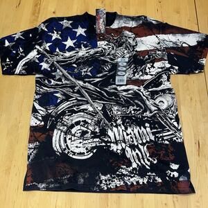 Miami Ink Shirt Men XL Grunge Y2K Mega Print Skulls‎ Biker